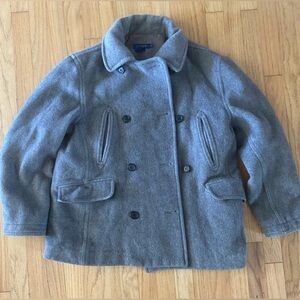 J Crew Wool Blend Peacoat Womens Small Gray Button Up Double Breasted Collared